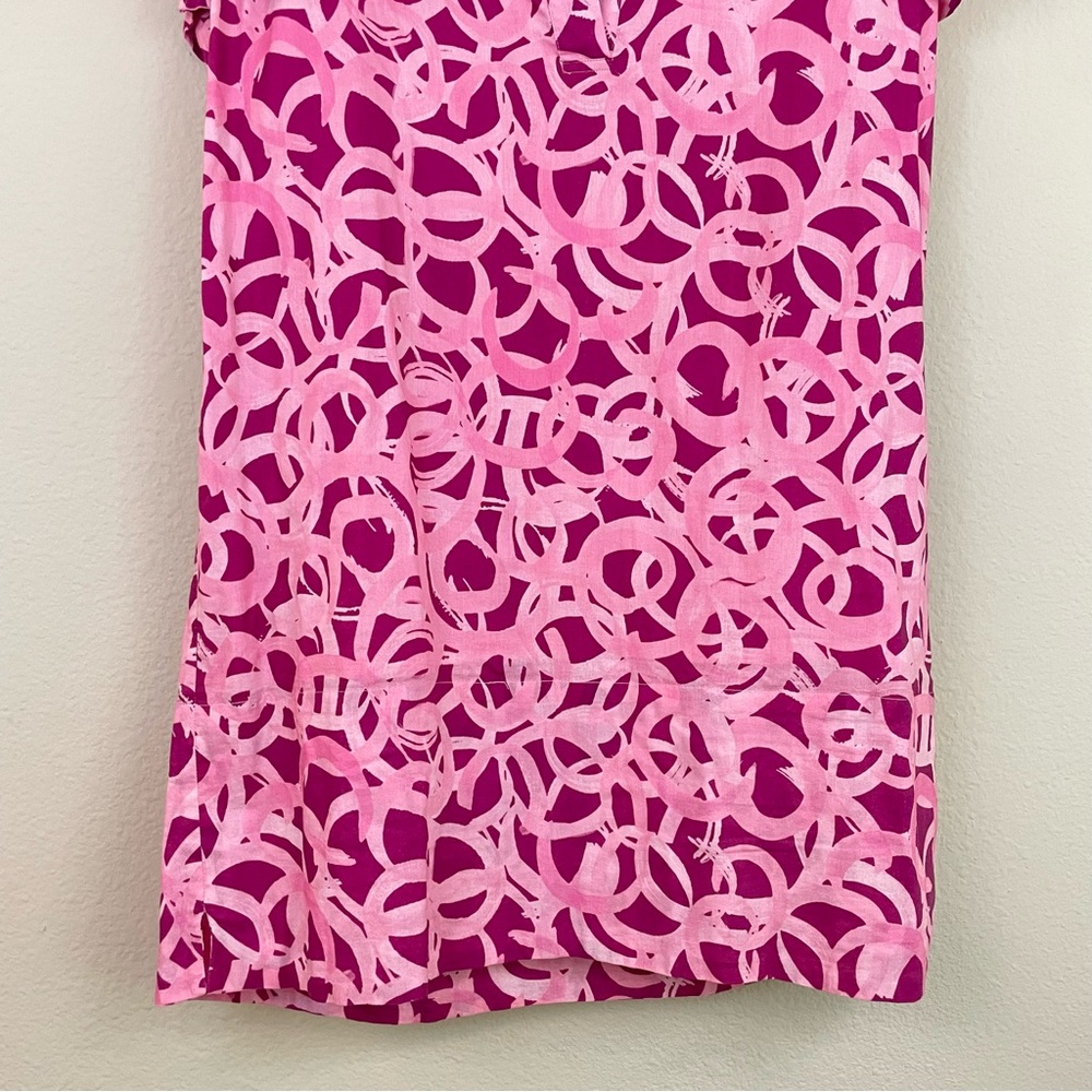 Holly Shae Pink Patterned Ruffle Sleeves Cotton Shift Dress One Size - Picture 6 of 9